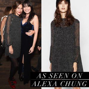As seen on Alexa Chung - Zara Sheer Black & White Polka Dot Babydoll Dress